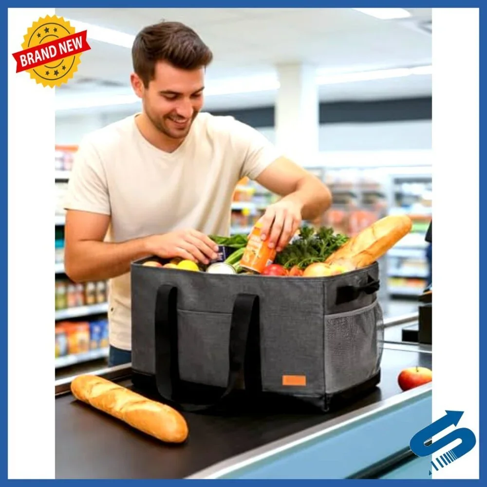 Extra Large Standing Utility Tote Bag Reusable Grocery Shopping Heavy Duty